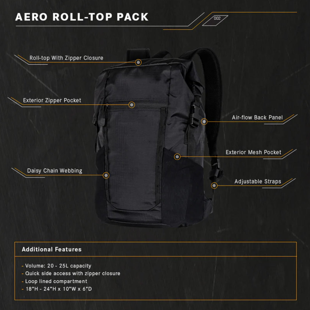 Condor - Black - Aero Roll-Top Backpack (25L)